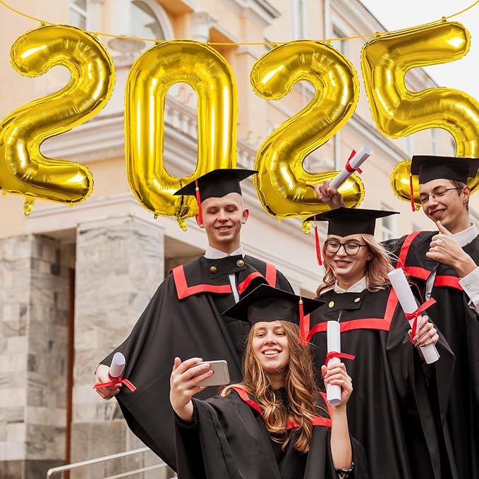 Smlpuame 40 Inch 2025 Balloons Gold, Large Foil Number Balloons for Happy New Years Festival Celebration Party Supplies Class of 2025 Graduation Decorations
