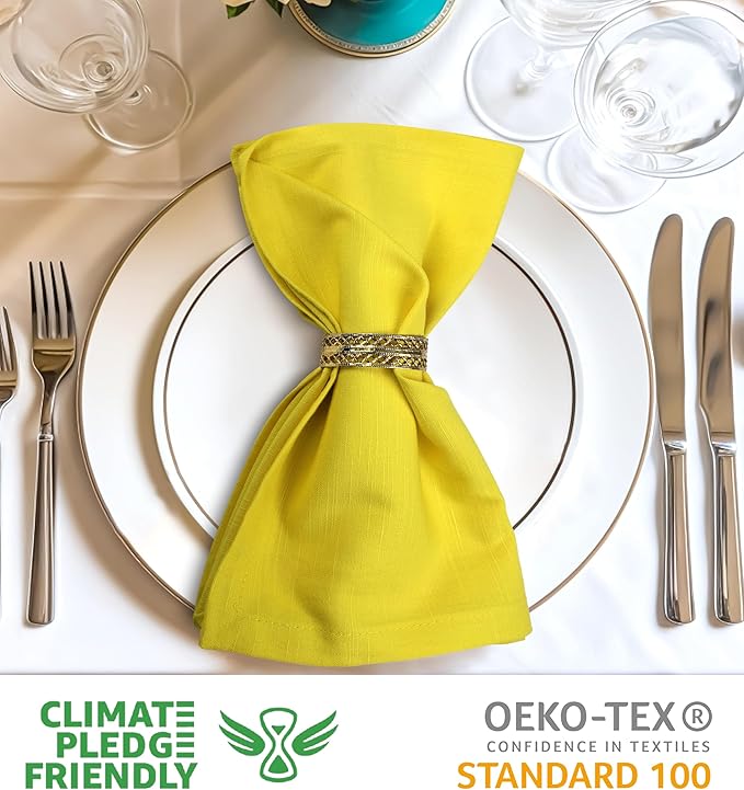 Urban Villa Yellow Napkins Solid Set of 12 Cloth Dinner Napkins Size 20x20 Inches Cloth Napkins 100% Cotton with Mitered Corners Ultra Soft Dinner Napkins