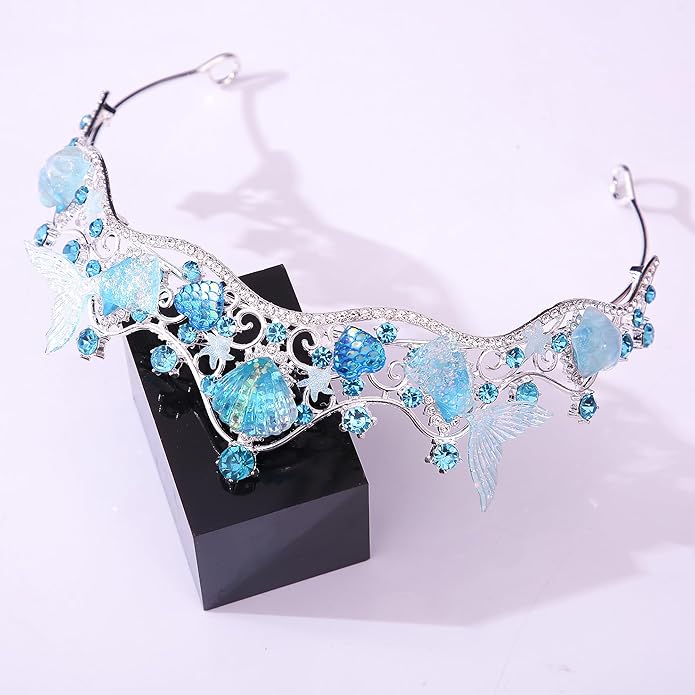 Mermaid Crown Sea Star Headband - Glitter Ocean Princess Headpiece Costume for Birthday Party Headwear Accessories