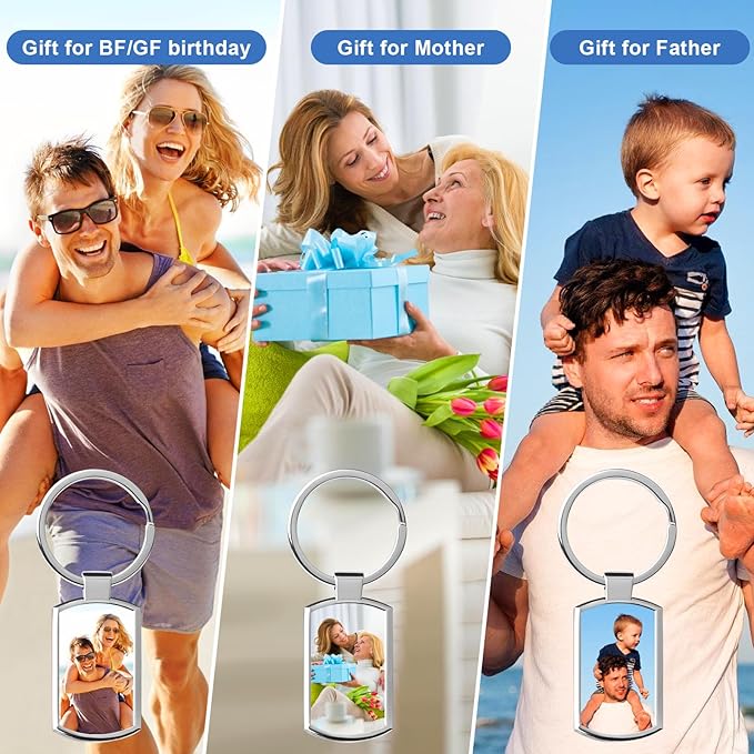 Double Side Custom Keychain with Picture Personalized Engraving Photo Text Customized Gifts for Men Women