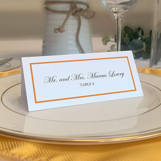 Single Line Border Printable Place Cards, Orange (Choose Color), Set of 60 (10 Sheets), Laser & Inkjet Printers - Wedding, Party, Dinner, and Special Events - Made in the USA
