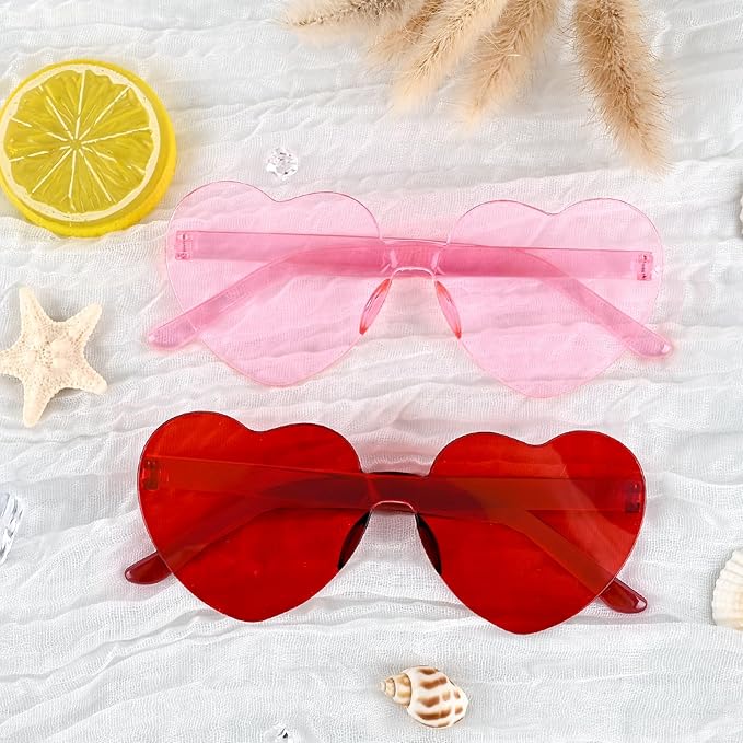 12 Pack Heart Sunglasses for Women Transparent Heart Glasses for Bachelorette Birthday Party Favor Gifts