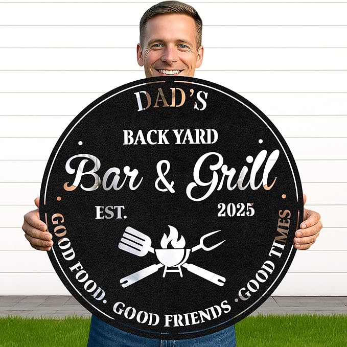 Custom BBQ Metal Sign Personalized Grill Name Wall Art for Outdoor Kitchen Patio Backyard Decor Fathers Gift for Dad Grandpa Husband Barbecue Smoker Area Sign, Grilling Lover Gifts 65