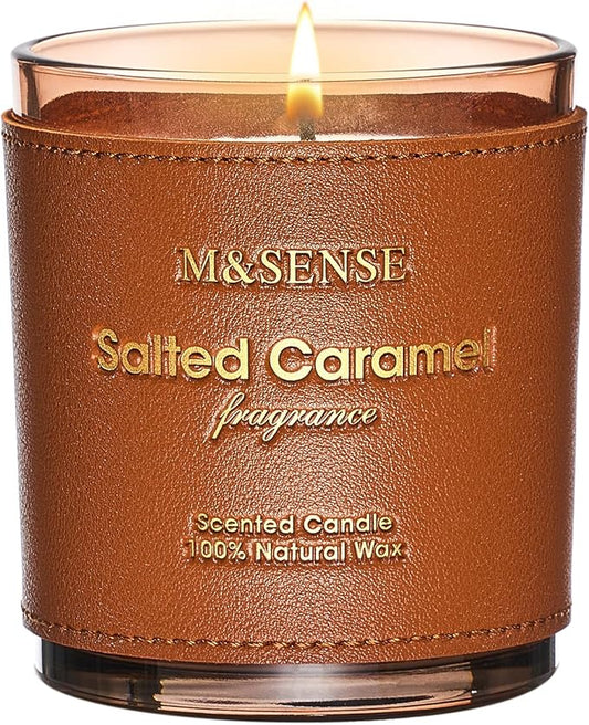 M&SENSE Caramel Vanilla Scented Vegan Soy Candles,10oz 42-Hour Slow Burning Time,No Toxin Heavy Scented Fall Candles,Cozy Winter Relaxing Romance,Fancy Housewarming Thanksgiving Christmas Gifts