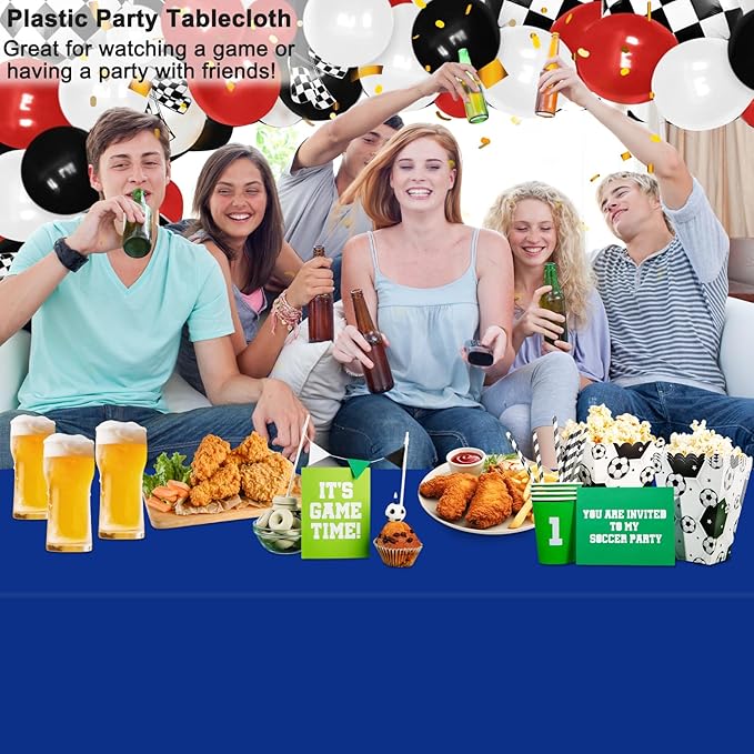 WNINK 6 Pack Royal Blue Tablecloths Disposable Table Covers 54" x 108" Table Cloths for BBQ Birthday Picnic Bridal Shower Wedding Plastic Table Cloths for Parties Fits 6 to 8 Foot Rectangle Tables