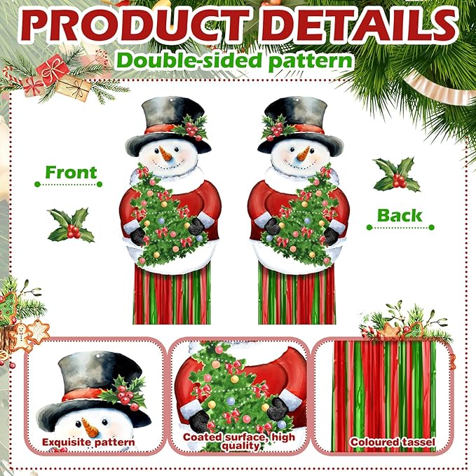 8pcs Christmas Windsocks Outdoor Hanging Decorations with Tassels Snowman Yard Decorations for Outside 3.3ft Xmas Decorative Signs for Wall Tree Home Lawn Yard Party Supplies Garden Decor