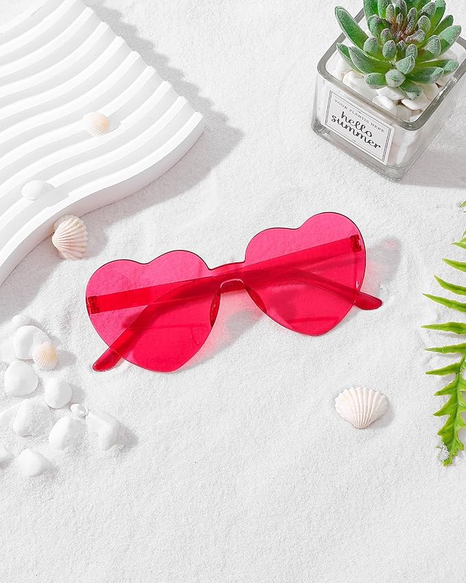 40 Pairs Heart Shaped Sunglasses Bulk, Colorful Rimless Fun Heart Sunglasses for Women Party Favors