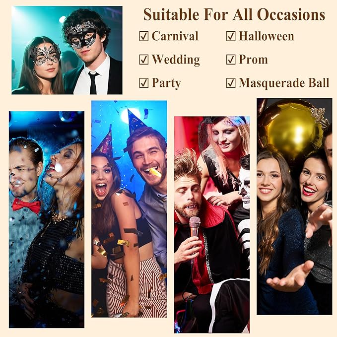 OIDEA Masquerade Mask for Couple - Roman Greek Venetian Mask Halloween Prom Party Costume Ball Mardi Gras Mask for Women Men