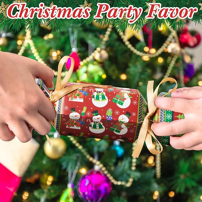 Xinnun 50 Packs Christmas Cracker Kit No Snap Xmas Party Table Favors Snowflake Reindeer DIY Christmas Party Cracker Candy Boxes for Holiday Dinner Decoration Gift(Snowman Style)