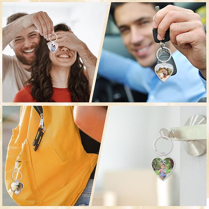 Personalized Custom Keychain with Picture - Turnable Double Sided Colorful Photo Key chains Memorial Gifts for Family Lover