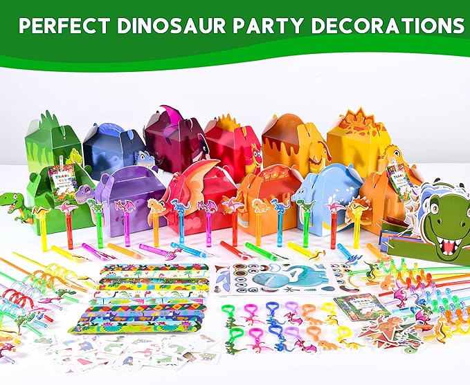 320PCS Dinosaur Birthday Party Decorations Favors Supplies, Dino Goodie Bags Fillers Stuffers for Kids Birthday Gifts