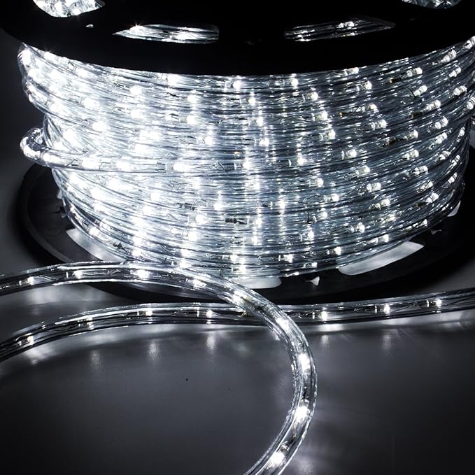 Flexible Crystal Clear PVC Tubing LED Rope Light Indoor/Outdoor Boat Decorative Party Christmas Holiday Business Restaurant Light Kit, 110V, Cool White