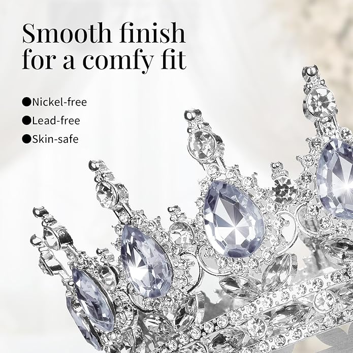 Crown for Women Crystal Rhinestone Wedding Tiara Queen Hair Accessories for Birthday Prom Pageant Princess Headband