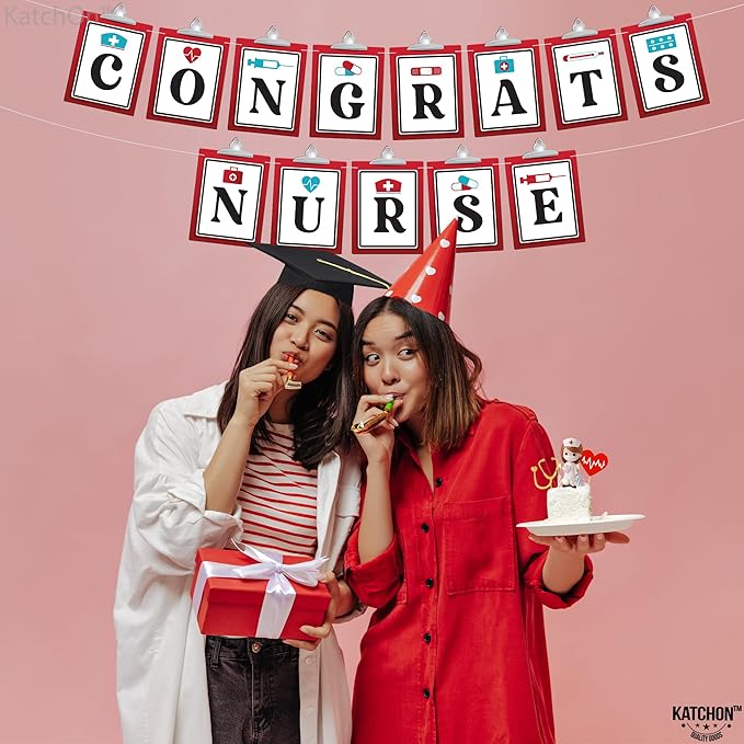 KatchOn, Congrats Nurse Garland - Large 10 Feet | Congrats Banner, Grad Party Decor | Graduation decorations 2025 Nurse Graduation Party Decorations | nurse graduation decorations