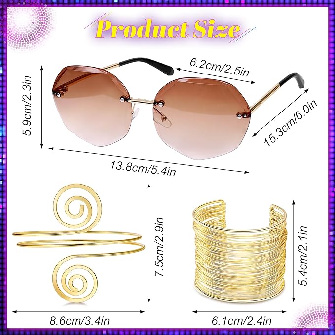 6 Piece 70s Disco Accessories for Woman 1970s Disco Costume Accessory Set for Party Halloween Cosplay