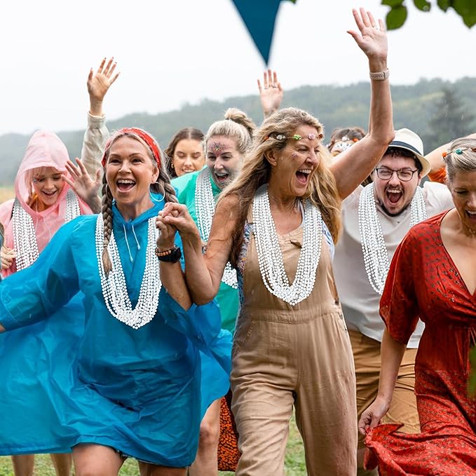 100 PCS White Bead Necklaces, 33" White Mardi Gras Beads, Christmas Beads Necklaces, 4th of July Beads Necklaces, Parade Throws Accessories for Christmas Independence Day New Year Party Favors