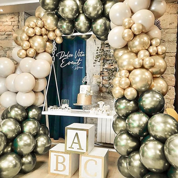 PartyWoo Metallic Green Balloons 50pcs 12 Inch Metallic Hunter Forest Green Boho Neutral Balloons for Graduation Wedding Engagement Baby Shower Woodland Jungle Birthday Party Decorations Green-G126