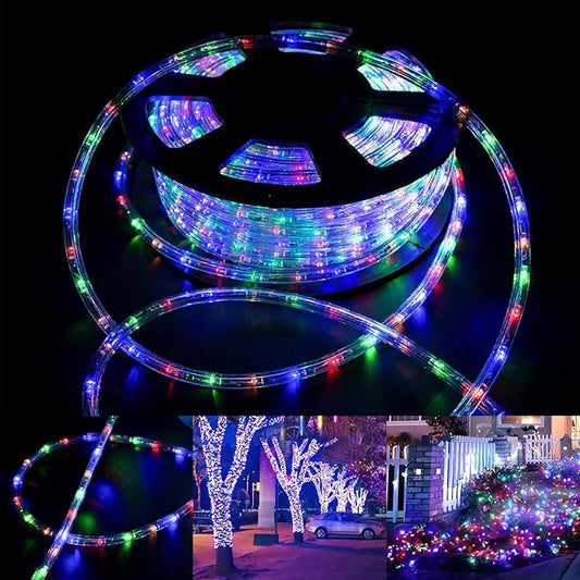 Flexible 150FT Crystal Clear PVC Tubing LED Rope Light Indoor/Outdoor Boat Decorative Party Christmas Holiday Business Restaurant Light Kit 110V (Multi-Color)