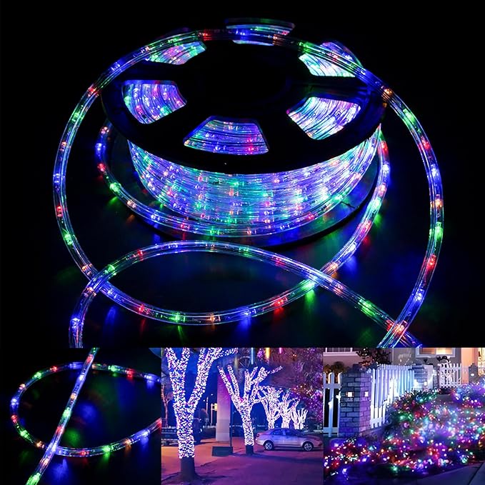 50ft Outdoor LED Rope Lights 540 Connectable Flexible Tube Lights, IP65 Waterproof Rope Lighting for Garden Patio Pool Bedroom Party Christmas Halloween Holiday Indoor/Outdoor Decoration, Multiple