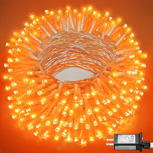 66FT 200 LED Christmas Lights Outdoor, Orange Christmas Lights Waterproof 8 Modes Timer, Connectable Clear Wire Fairy Twinkle Light for Indoor Bedroom Tree Yard Party Holiday Decorations