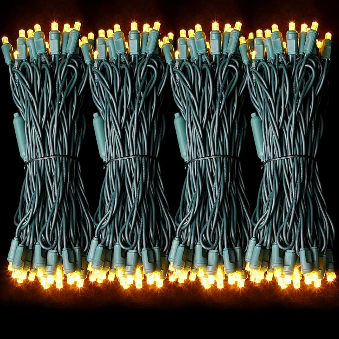 LAMPHOME 50LED String Lights,LED Christmas Lights,6" SPACING,Green Wire,Yellow Colour,Commercial Grade