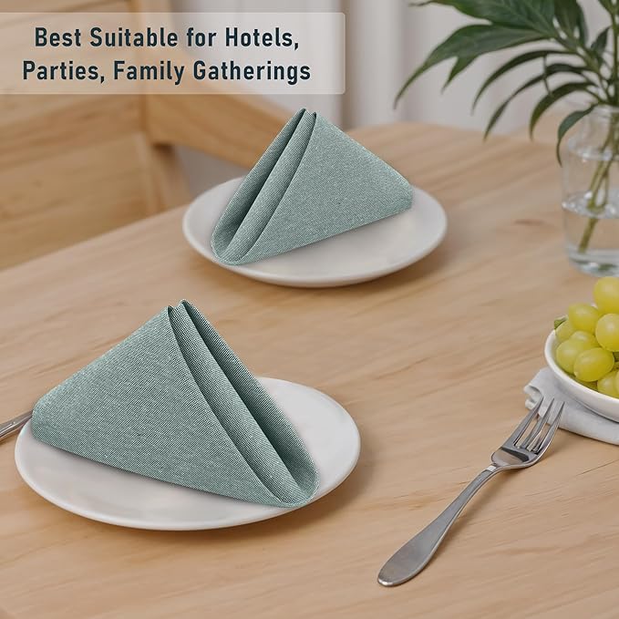 Ruvanti Cloth Napkins Set of 12, 18x18 Reusable Napkins Cloth Washable, Soft & Durable Table Napkin, Poly Cotton Fabric Dinner Napkins for Parties, Christmas, Thanksgiving, Weddings - Deep Teal