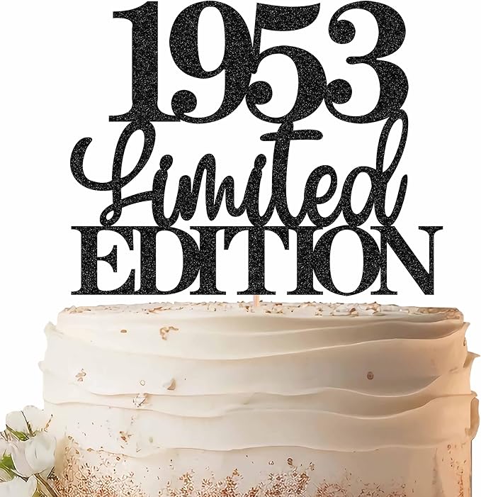 Limited EDITION 1953 Cake Topper - Black Glitter Happy 72nd Birthday Party Cake Decoration Supplies, Cheer to 72 Years Cake Bunting Decor for 72nd Birthday Party Photo Booth Props
