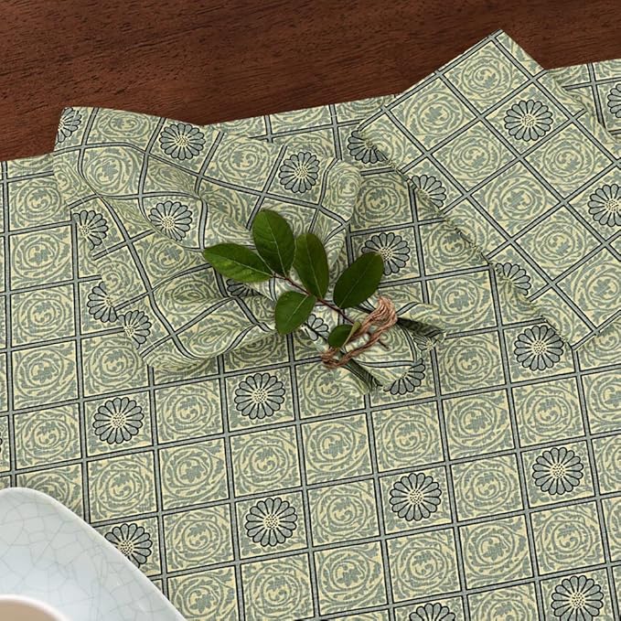 RUVANTI Cloth Napkins Set of 12 Cotton 100%, 18x18 Inches Napkins Cloth Washable, Soft, Absorbent. Cotton Napkins for Parties, Christmas, Thanksgiving, Weddings, Dinner Napkins Cloth - Floral Tiles