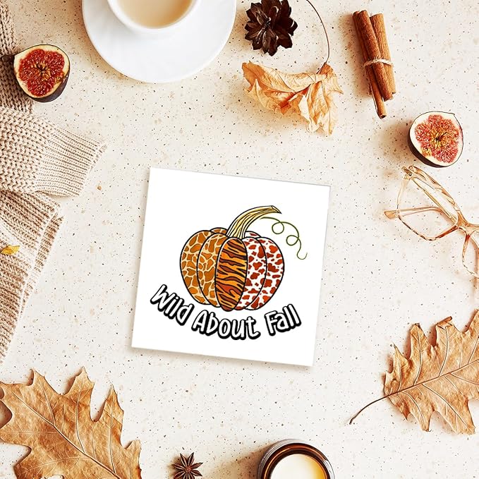 Funny Autumn Pumpkin Wood Box Sign Whild About Fall Wooden Block Desk Decor for Home Office Kitchen Cubicle Table Shelf Tabletop,Farmhouse Fall Sign Decor