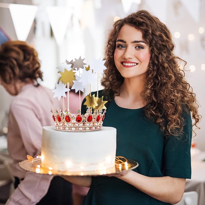 Gold Crown for Women, Crystal Queen Tiaras Headband Wedding Bridal Hair Accessories, Birthday Party Prom Cake Topper