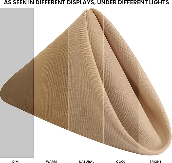 Utopia Home [24 Pack, Beige] Cloth Napkins 20x20 Inches, 100% Polyester Hemmed Edges, Washable and Reusable Ideal for Parties, Weddings and Dinners