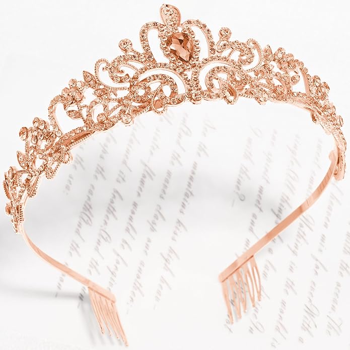 TAROSE Crowns for Women and Girls, Queen Crystal Gold Silver Tiaras with White Rhinestone and Combs, Goddess Crown for Wedding Bride Birthday Princess Bridal Shower Hair Accessories for Women