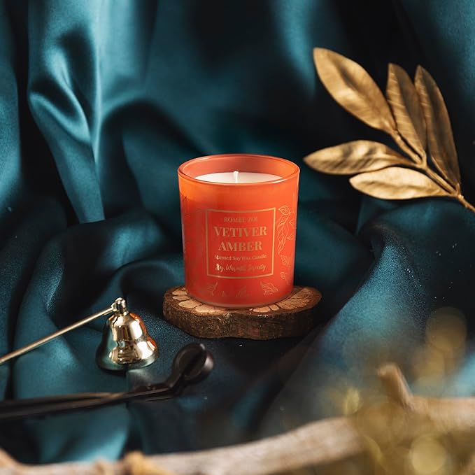 ROMIIE ZOI Aromatherapy Jar Candle - 6oz Soy Wax Candle - Infused with Vetiver Amber Aroma - with Beautiful Keepsake Box Special for Birthday/Holiday Gifts