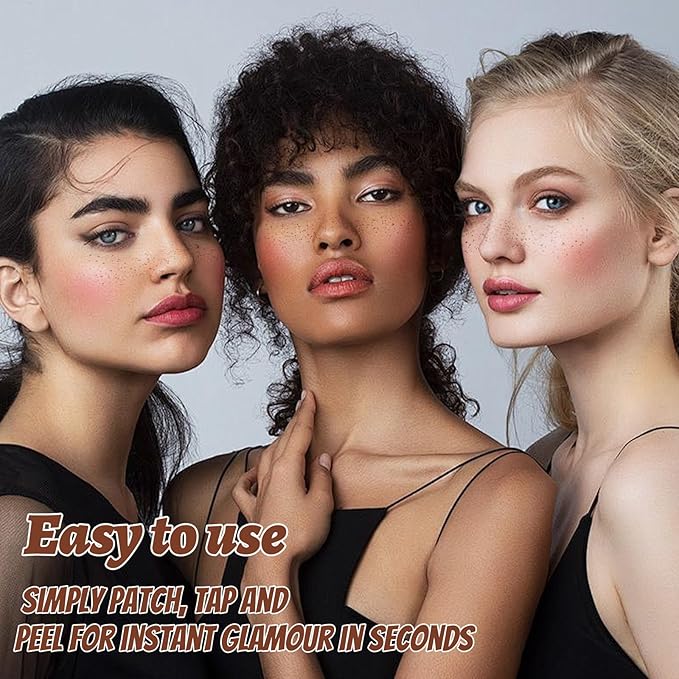 12Pcs Glitter Freckles for Women, Long Lasting Waterproof Holographic Sparkle Temporary Face Tattoo Star Sticker Makeup Patches for Rave Musical Festival Accessories (BROWN FAKE FRECKLES)