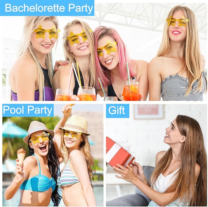 Morcheiong 10/20/30/40 Pack Star Sunglasses Colorful Rimless Sunglasses, Cool Pool Wedding Party Favor Pentagram Glasses