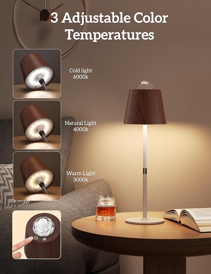 Joyzy Table Lamp Projector Lighting, Wireless Wine Bottle Lamps Rechargeable Lights Water Wave Ripple Projection Liquor Bottle Decoration Light Ambient for Bar