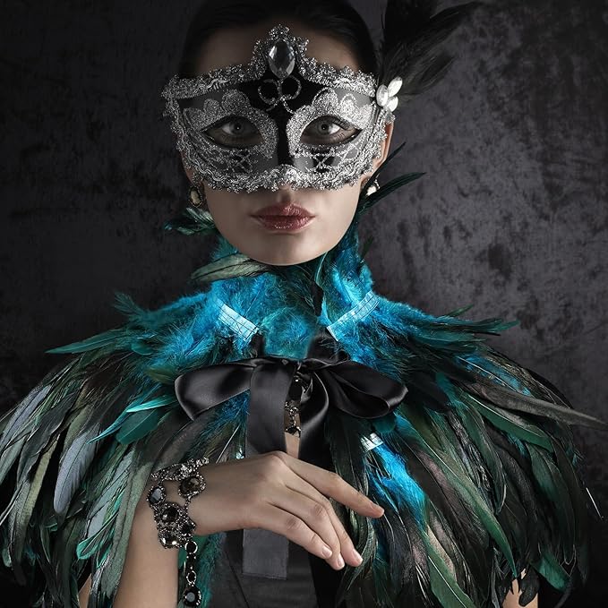 Gothic Natural Feather Shrug Feather Shawl Wrap Cape Victorian Collar for Halloween Cosplay Party Costume Accessories