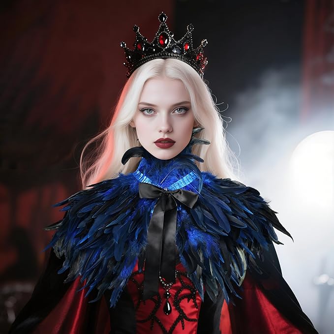 Gothic Natural Feather Shrug Feather Shawl Wrap Cape Victorian Collar for Halloween Cosplay Party Costume Accessories