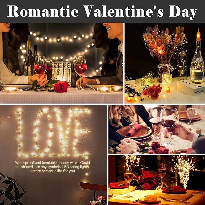 ZGWJ 100 Pack Fairy Lights Battery Operated, 7ft 20 Mini LED Fairy String Lights Silver Wire 3 Modes for DIY, Parties, Wedding, Bedroom, Halloween Christmas Decoration Warm White