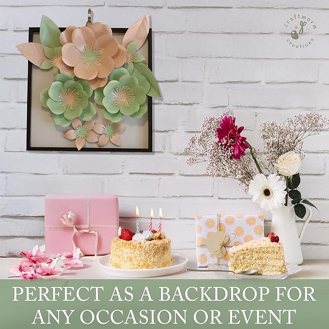 Giant Paper Flowers Kit - DIY Flower Craft Set for Backdrop, Party & Nursery Decor - Ready-to-Assemble Precut Flowers with Leaves & Instructions - Reusable Large Flower for Decoration & More