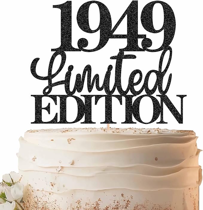 Limited EDITION 1949 Cake Topper - Black Glitter Happy 76th Birthday Party Cake Decoration Supplies, Cheer to 76 Years Cake Bunting Decor for 76th Birthday Party Photo Booth Props