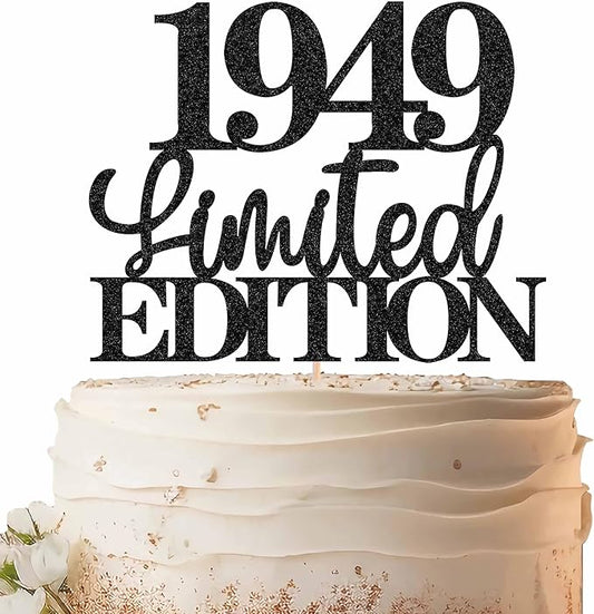 Limited EDITION 1949 Cake Topper - Black Glitter Happy 76th Birthday Party Cake Decoration Supplies, Cheer to 76 Years Cake Bunting Decor for 76th Birthday Party Photo Booth Props