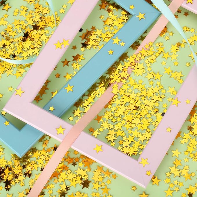 Hestya 60g Star Confetti Glitter Table Confetti Metallic Foil Stars for Christmas Party Wedding Festival Decorations(Gold,10mm and 6mm)
