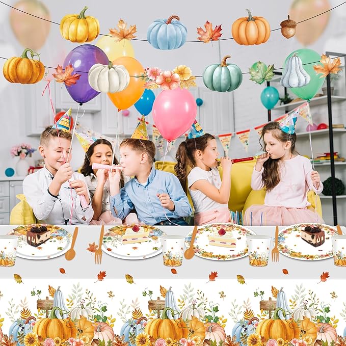 140 Pcs Thanksgiving Party Supplies, Plates and Napkins Set, Disposable Plates for Fall Harvest Autumn Fall Harvest Party Supply Thanksgiving Decor Serves 20