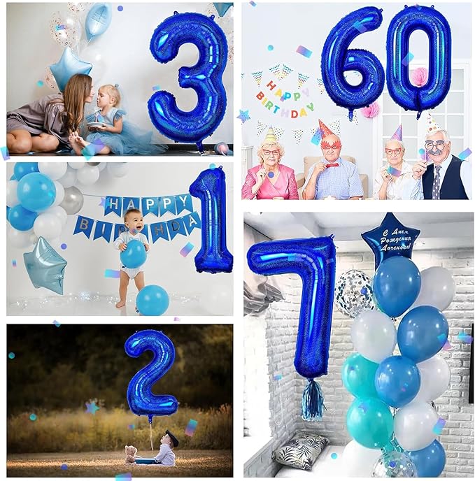40 inch Navy Blue Number Balloon Dark Blue 2 Balloons Giant Foil Helium Balloons Blue Number 2 Balloon for 2nd Birthday Party Decorations