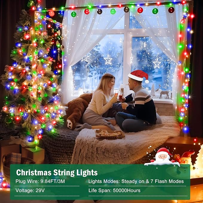 SAUIRS 403FT 1000 LED Christmas Lights Outdoor String Lights with 8 Modes Timer Waterproof Fairy Light Plug in for Outside Indoor Party Xmas Palm Tree Yard Wedding Decorations(Multicolor)