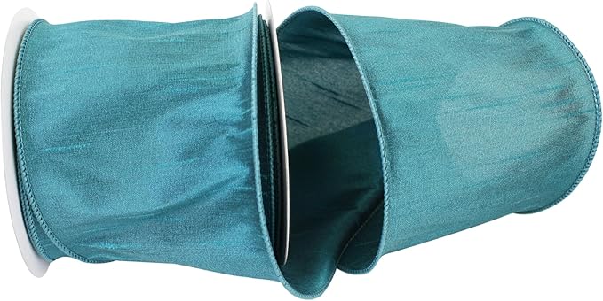 Reliant Ribbon 92975W-915-10F Dupioni Supreme Wired Edge Ribbon, 4 Inch X 10 Yards, Jade