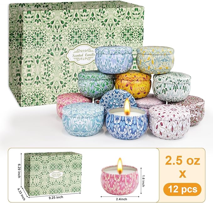 12 Pack Scented Candles Gifts for Women, Natural Soy Candles for Home Scented, Aromatherapy Christmas Candle Sets Gift for Women, Sister, Friends, Colleague