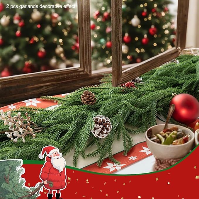 5FT Artificial Norfolk Pine Garland Realistic Green Faux Greenery Garland for Christmas Table, Fireplace, Mantle, Window, Stairs, Indoor, Outdoor Holiday Decor（1PCS）