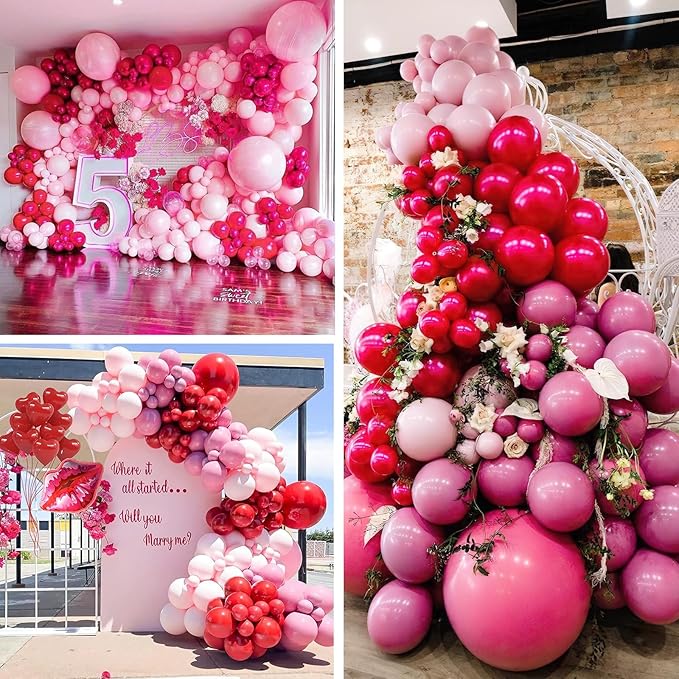 PartyWoo Pink Balloon Garland, 100 pcs Shades of Pink Different Sizes Pack of 36 Inch 18 Inch 12 Inch 10 Inch 5 Inch for Balloon Garland or Balloon Arch as Party Decorations, Birthday Decorations